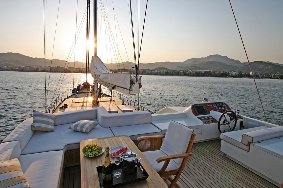 Sunset aboard a luxury gulet
